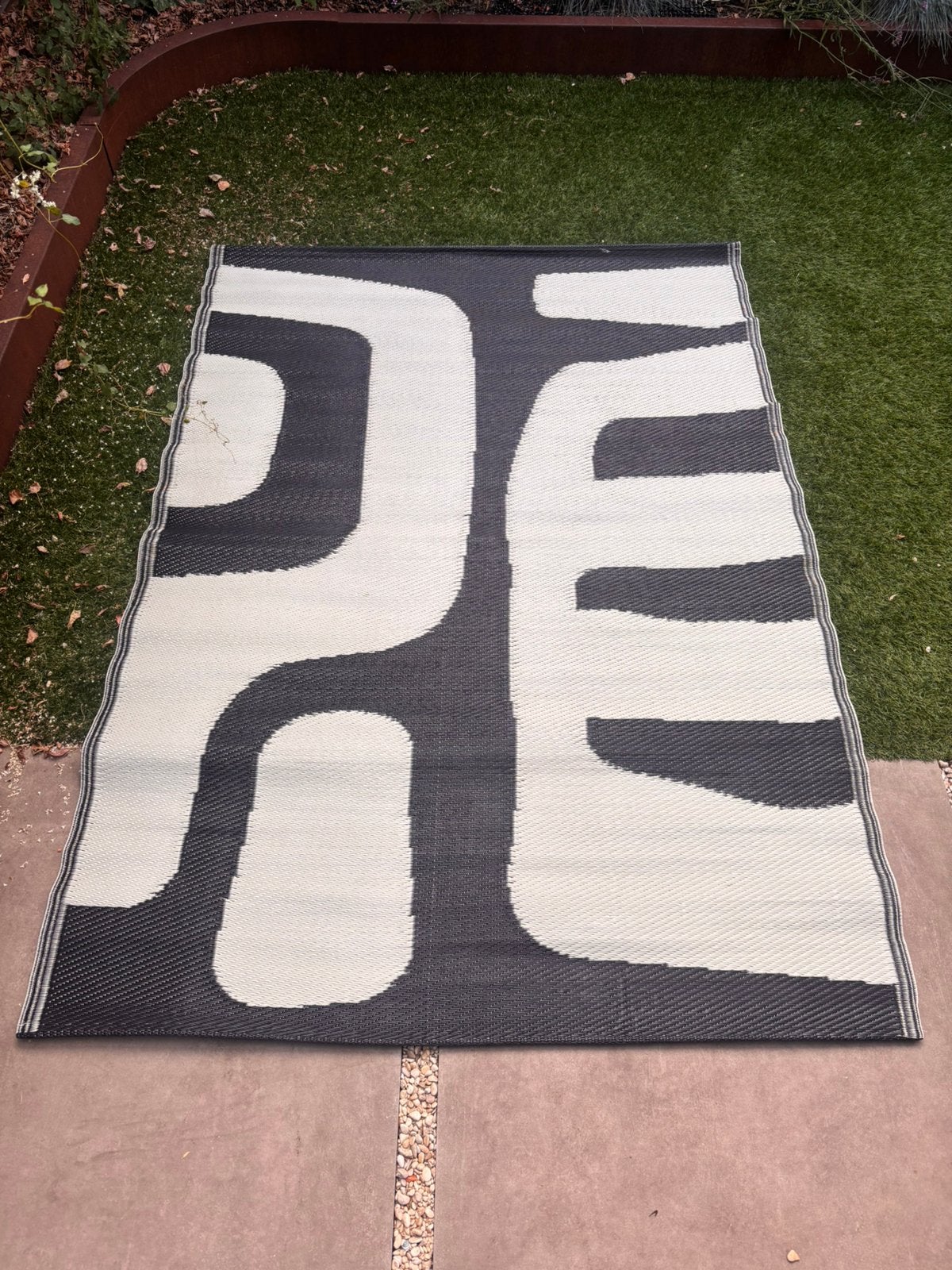 Buitenkleed creme zwart, Tuin en Terras, Ophalen, Zo goed als nieuw