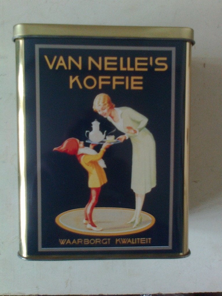 van nelle's koffie blik12x8x15h w, Verzamelen, Ophalen of Verzenden, Gebruikt, Koek(jes), Van Nelle