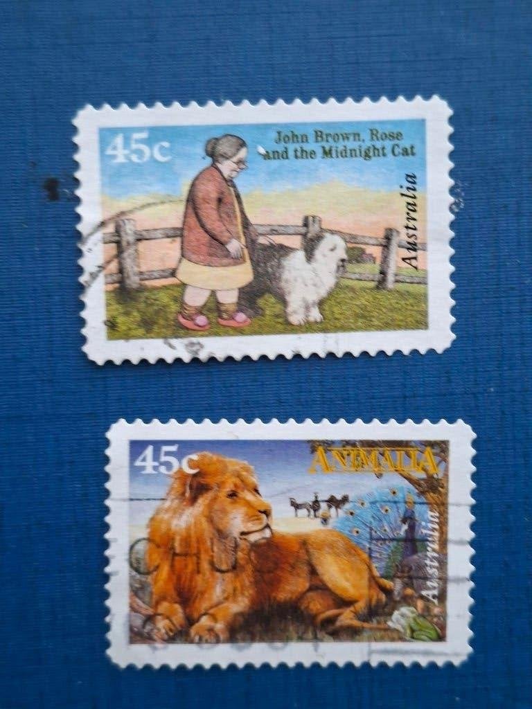 Postzegel Australie 1996 2 zegels 50 jr Kinderboeken18-08, Ophalen of Verzenden, Gestempeld