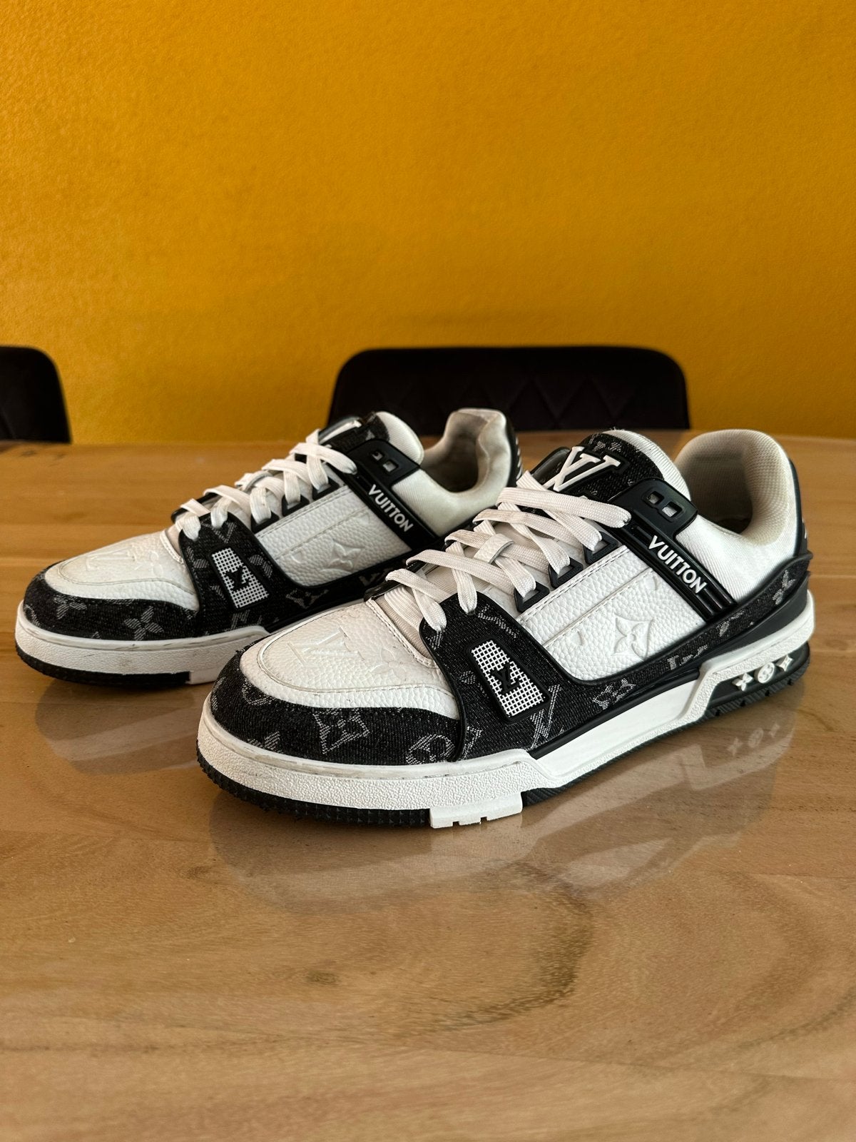 Louis Vuitton LV Trainer Sneakers Zwart Wit 46, Ophalen, Zo goed als nieuw, Zwart, Sneakers of Gympen
