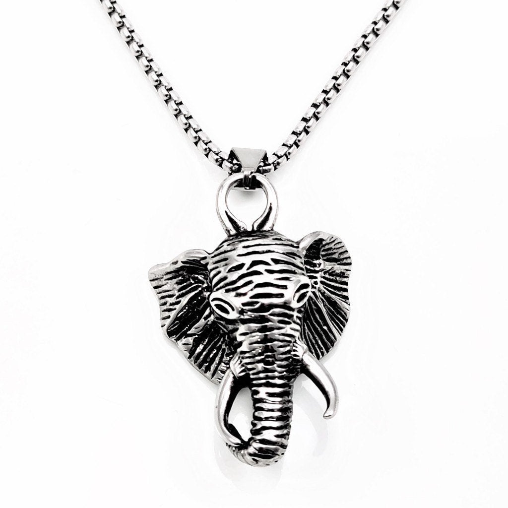 60cm x 3mm Ketting + Olifantenkop Hanger Dames Heren Stalen, Birgitta-Gracht 33, 6465 EL Kerkrade, Nederland, Verzenden, Nieuw