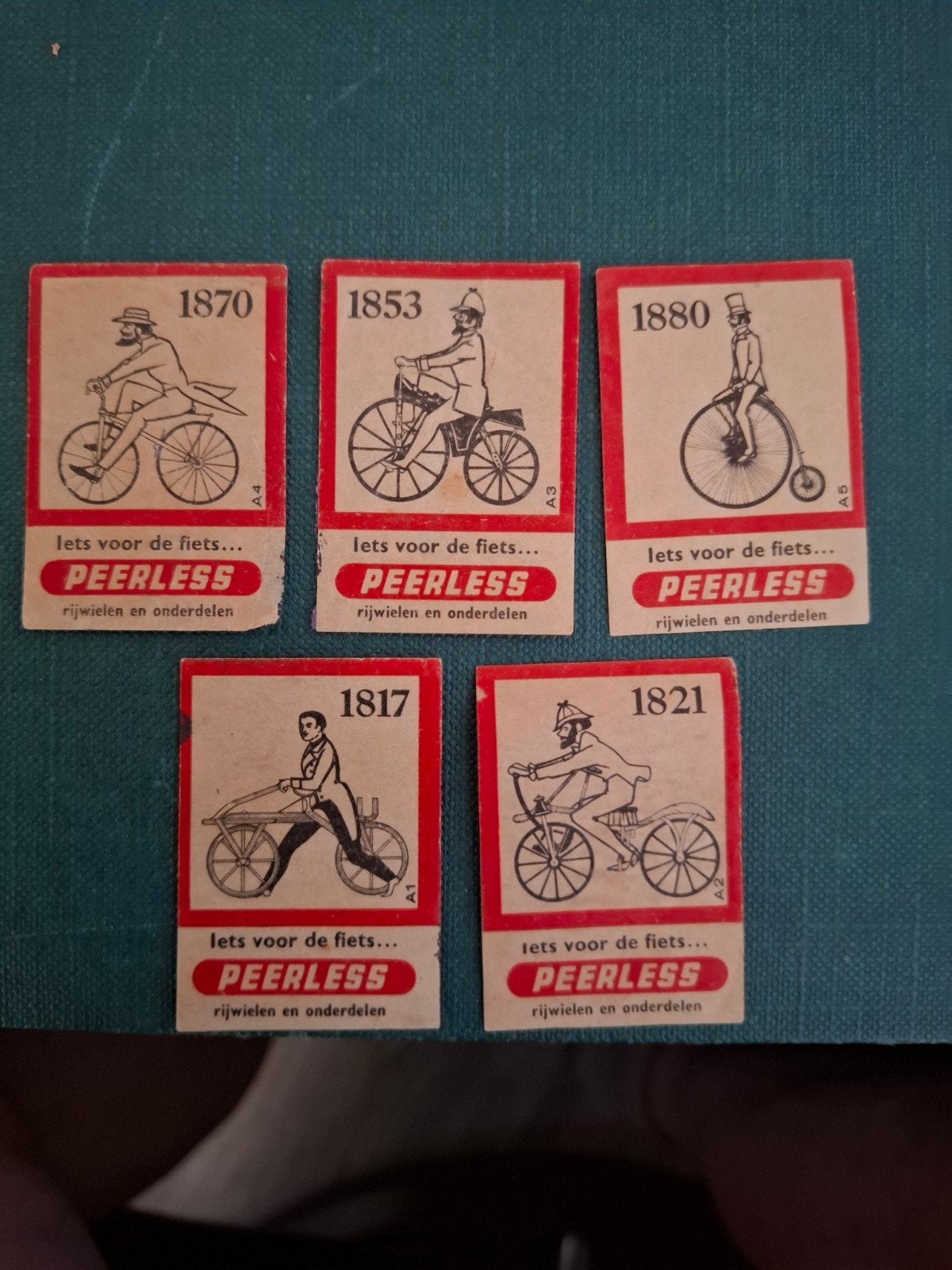 5 lucifersmerken Peerless rijwielen en onderdelen, Ophalen of Verzenden, Gebruikt, Luciferdoosjes of -merken
