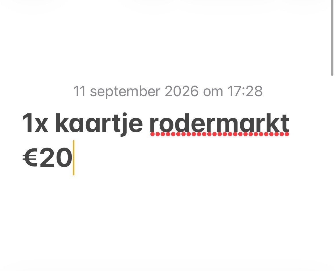 Zaterdag ticket rodermarkt, Eén persoon