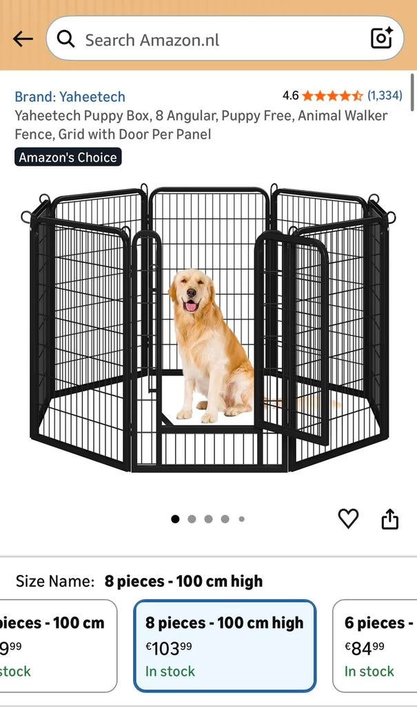 Yaheetech Puppy Box met 8 stukjes, Dieren en Toebehoren, Hondenhokken, Ophalen of Verzenden, Zo goed als nieuw, Minder dan 75 cm