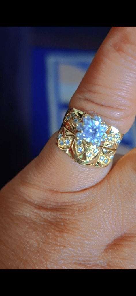 21 krt gouden ring 2stuks, Gebruikt, Ophalen of Verzenden, Kleiner dan 17, Met edelsteen