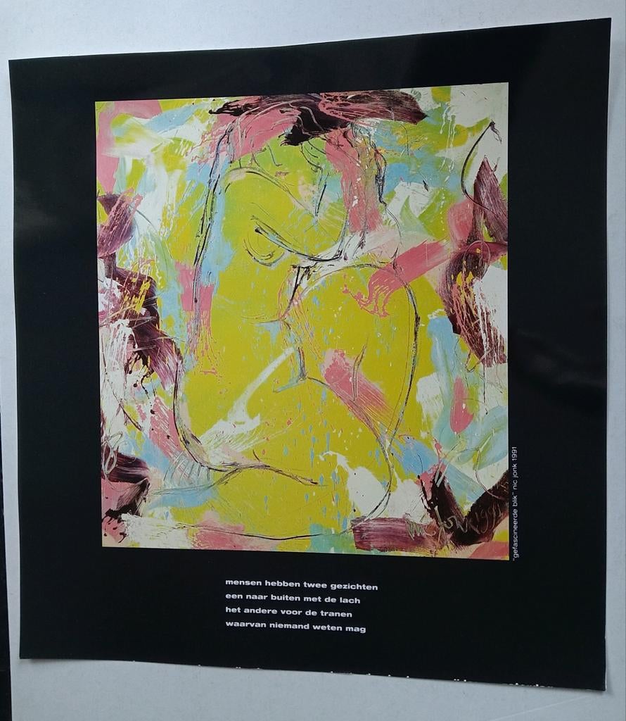 Nic Jonk print naakt met gedicht, Ophalen of Verzenden