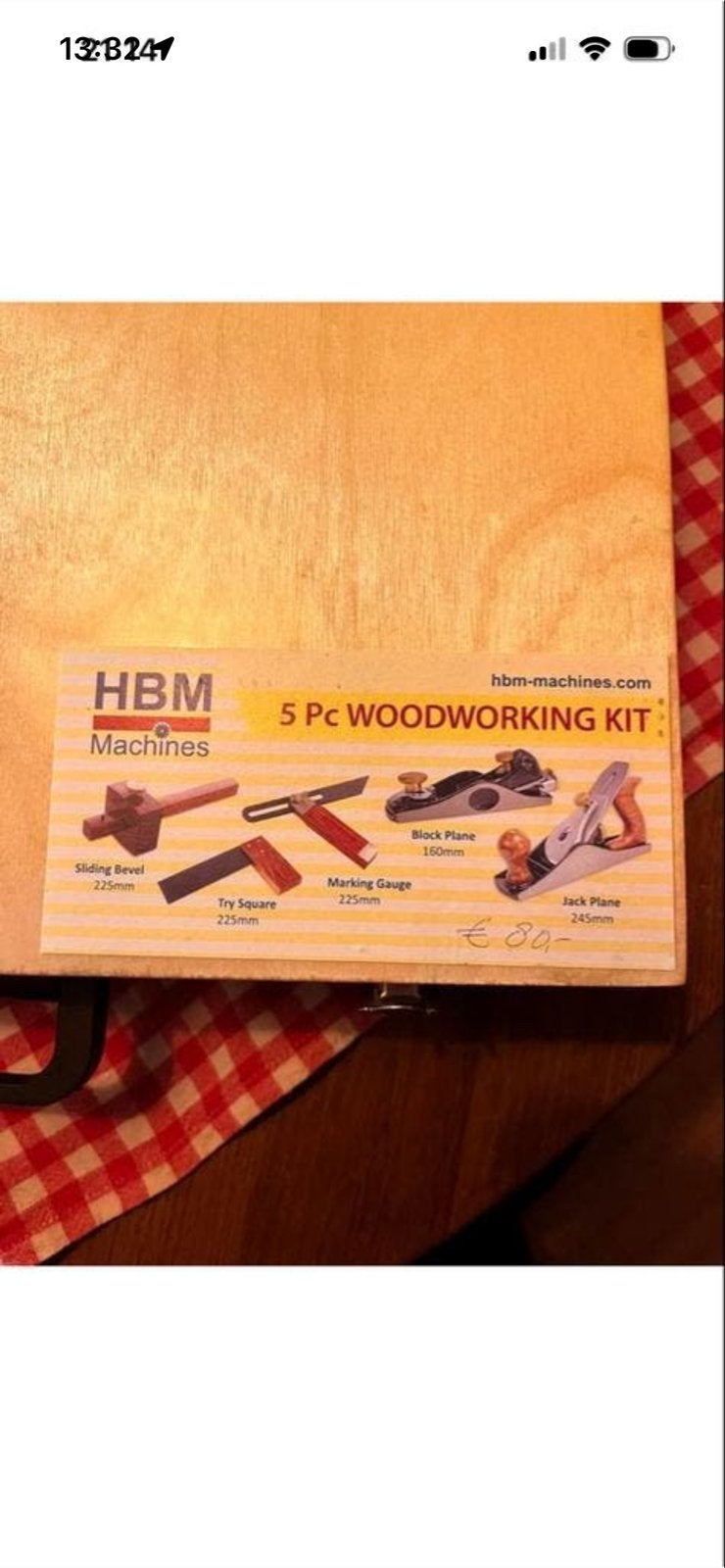 HBM Houtbewerkingsset 5-delig in houten kist, Doe-het-zelf en Verbouw, Gereedschap | Handgereedschap, Ophalen of Verzenden