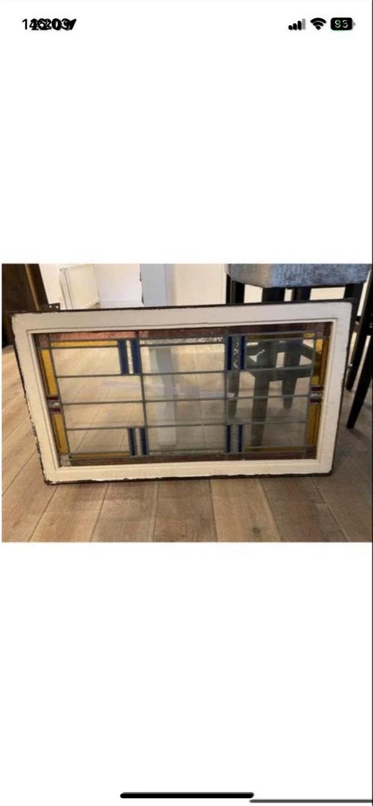 Glas in lood raam met kozijn - 5 ramen, dubbel glas, Ophalen, Gevelraam of Ruit, Gebruikt, Minder dan 80 cm