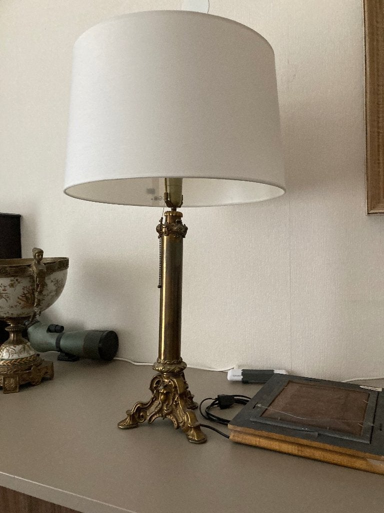 Antieke Messing Tafellampvoet (hoogte 80 cm), Antiek en Kunst, Antiek | Lampen, Ophalen of Verzenden