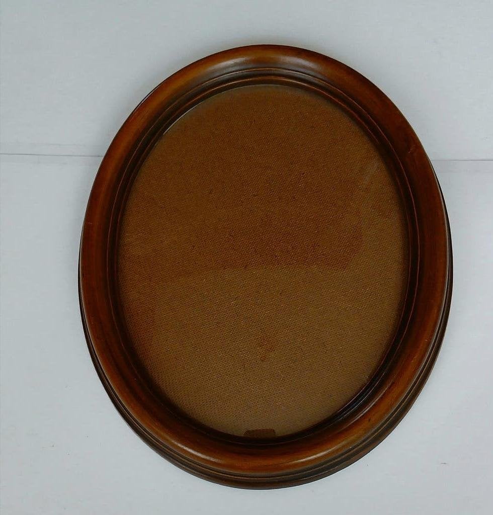 Antieke Ovale Houten Fotolijst Met Bol Glas, Huis en Inrichting, Minder dan 50 cm, Ophalen of Verzenden, Zo goed als nieuw, Minder dan 50 cm