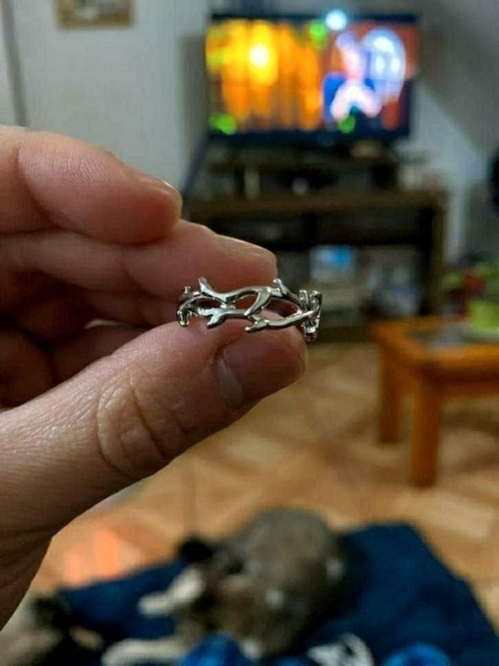Doornenkroon ring rozenstruik doorn stekel gevlochten takken, Ophalen of Verzenden, Nieuw, Zilver, Dame