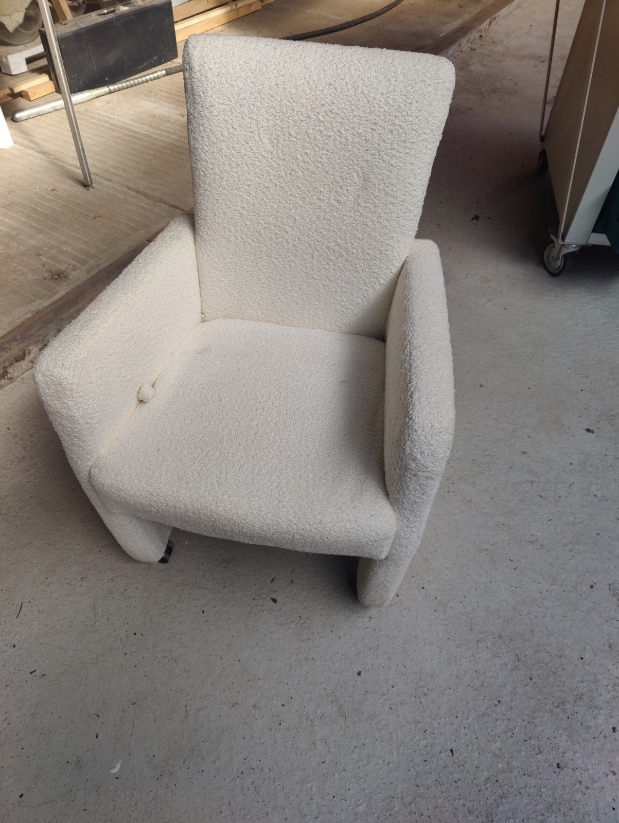 Crèmekleurige Bouclé Fauteuil, Huis en Inrichting, Stoelen, Ophalen, Modern, Comfortabel, Gebruikt, Overige kleuren