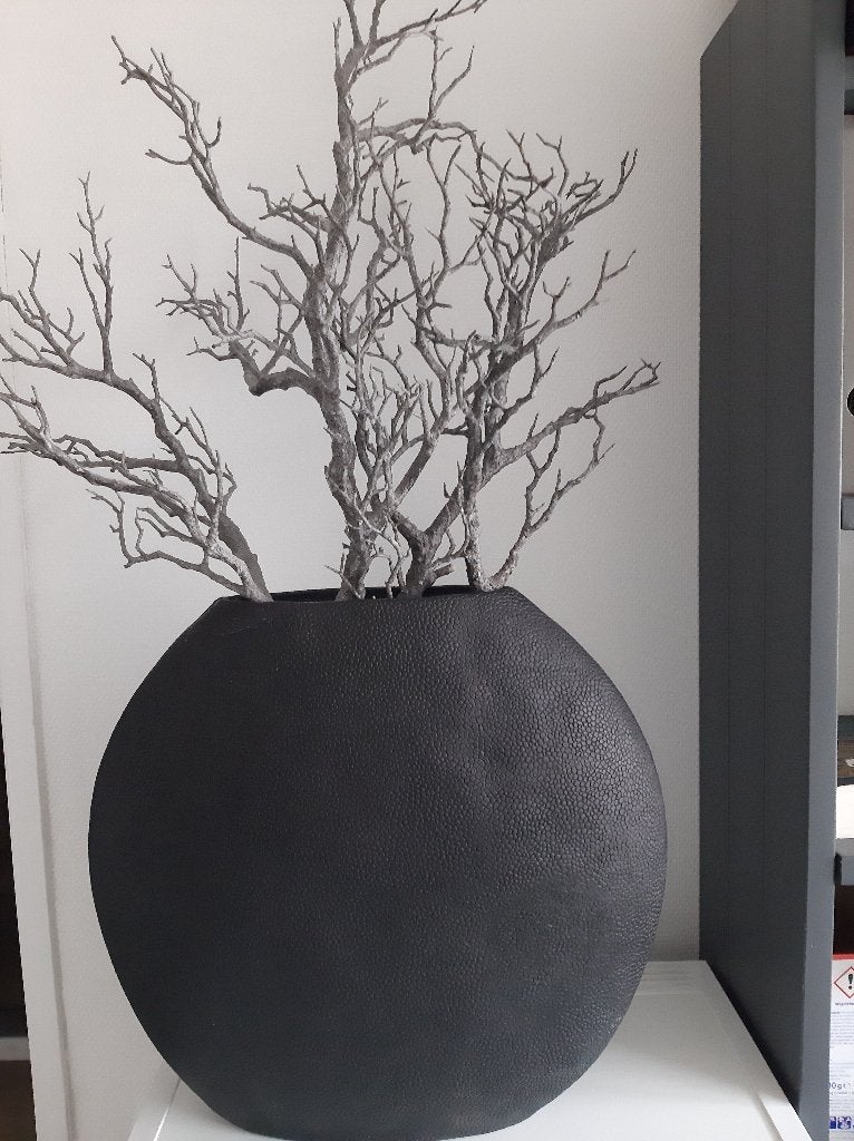 Light & Living vaas type Rayskin mat zwart, Kunststof, Met patroon/structuur, Zwart, 45 cm