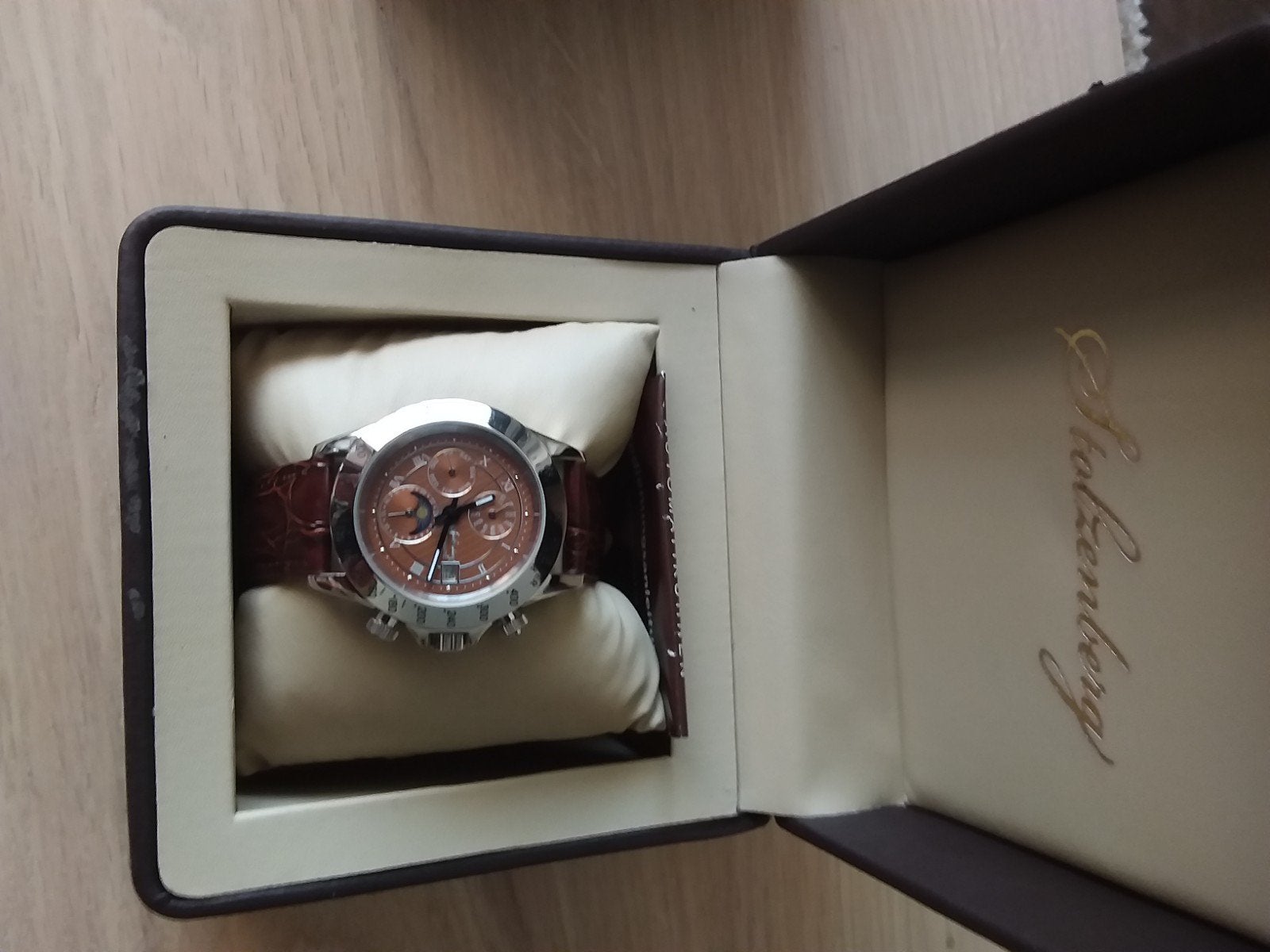 Stolzenberg horloge met leren bandje, Ophalen of Verzenden, Zo goed als nieuw, Leer, Overige merken