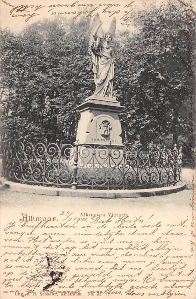 Alkmaar Alkmaars Victorie 1901 Victoriemonument Victoriepark, Ophalen of Verzenden, Voor 1920, Gelopen, Noord-Holland