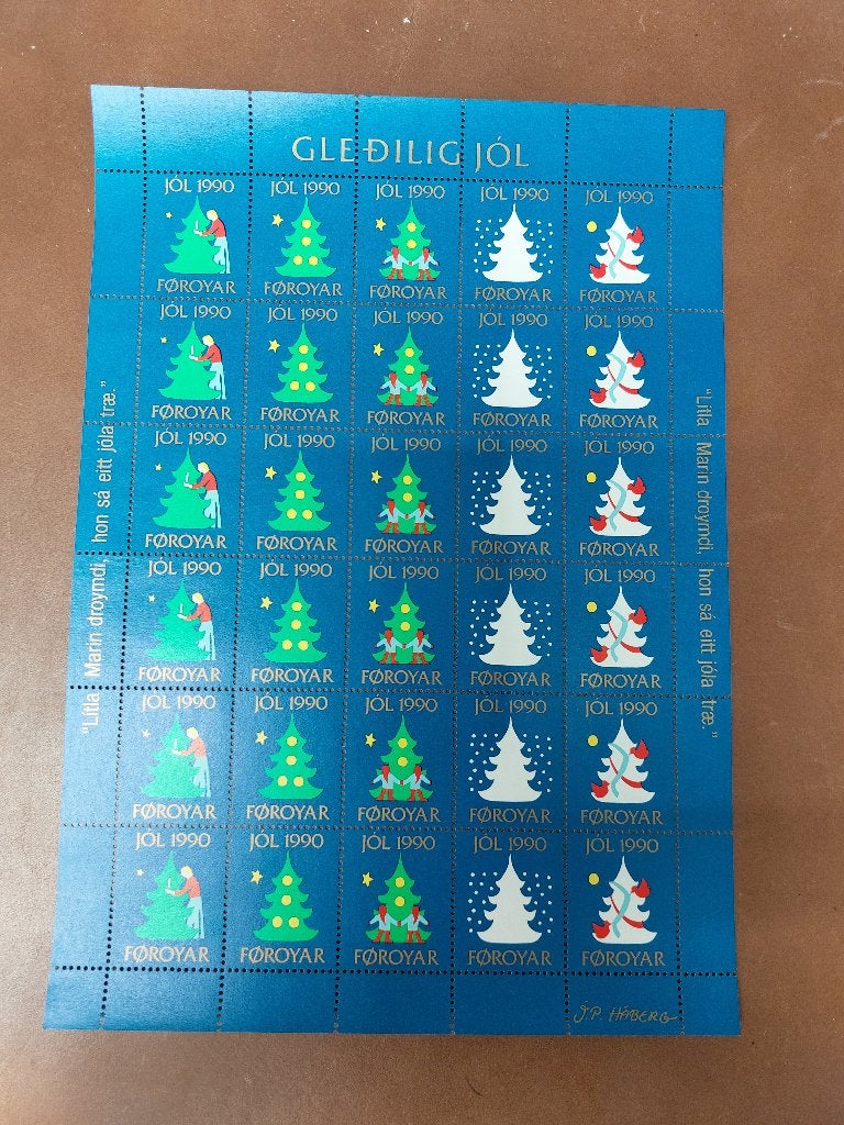 Faeröer Eilanden Kerstzegels 1990 - Compleet Vel, Ophalen of Verzenden, Denemarken, Postfris