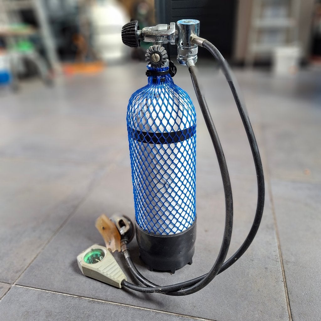 Duikfles met TUSA ontspanner en manometer, Watersport en Boten, Duiken, Ophalen, Gebruikt, Duikfles