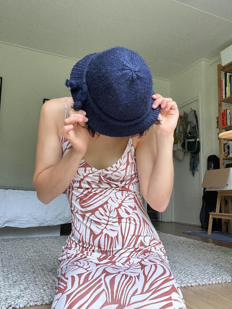 Vintage wol hat hoed, 55 cm (S, 6⅞ inch) of minder, Hoed, Ophalen of Verzenden, Onbekend