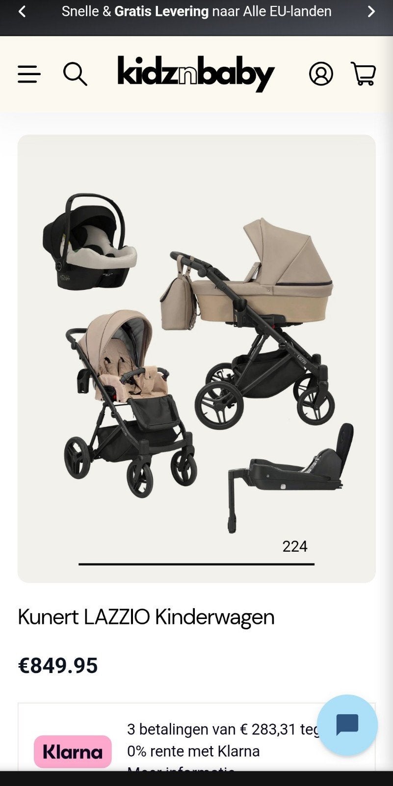 Kunert LAZZIO Kinderwagen 4-in-1 met autostoel + ISOFIX, Ophalen, Overige merken