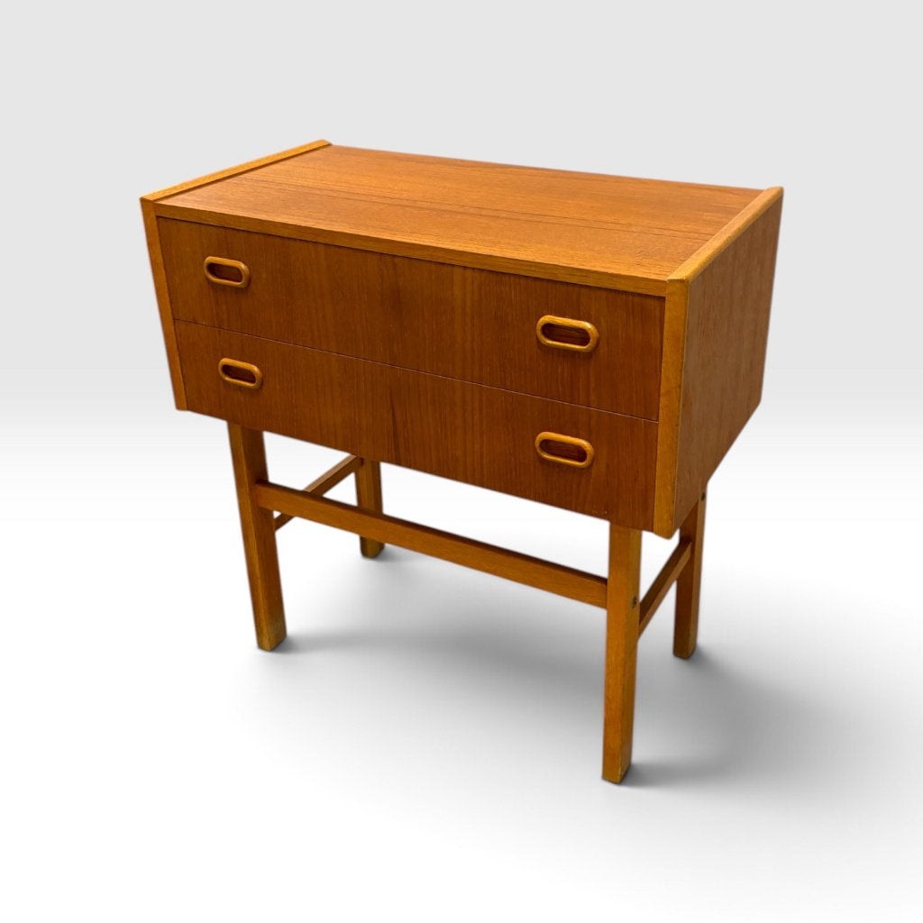 Teak fineer vintage ladekastje, Gebruikt, 1 of 2 laden, Teakhout, ?