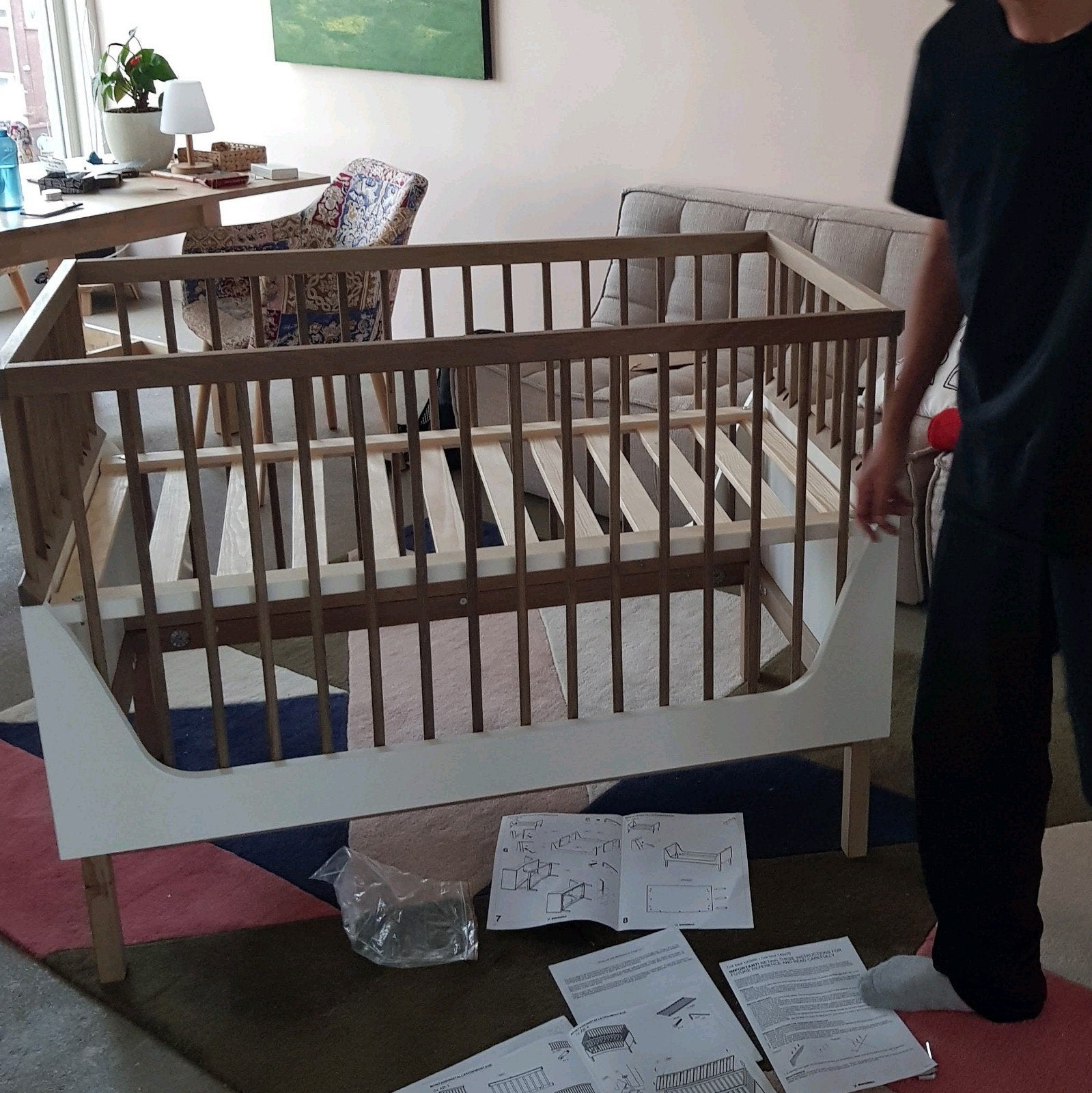 Jonge Hoppekids Babybed Wit/Naturel - Zo goed als nieuw, Kinderen en Baby's, Kinderkamer | Bedden, 70 tot 85 cm, Zo goed als nieuw