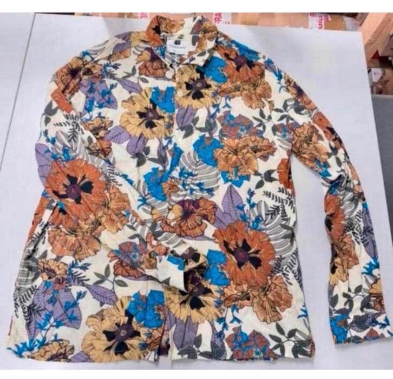 Topman blouse overhemd lang + bloemen bloem L mannen heren, Meerkleurig, Ophalen of Verzenden, Zo goed als nieuw, H