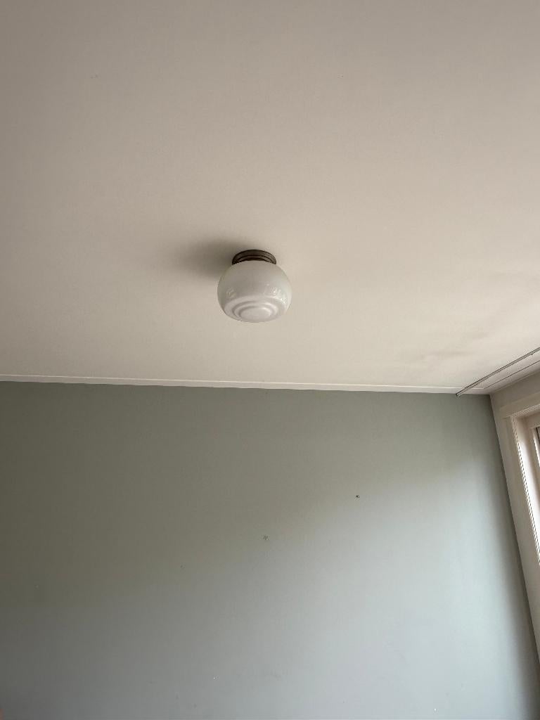 Stijlvolle Art Deco lamp: plafonnière en hanglamp, Ophalen, Gebruikt, Glas, 75 cm of meer