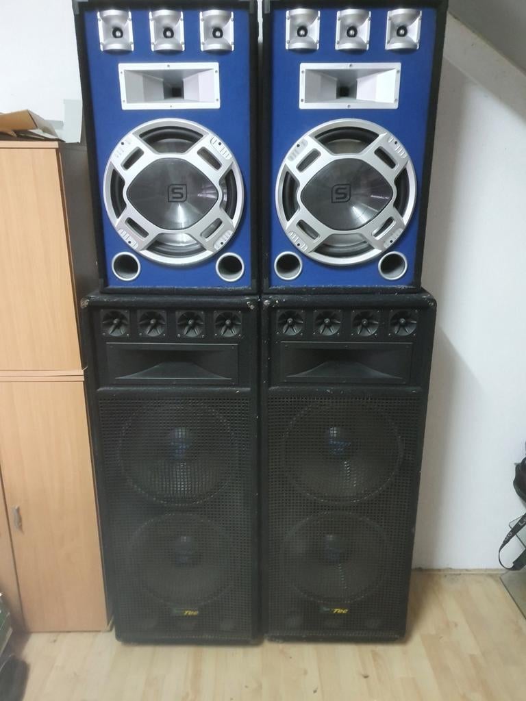 Discoset boxen discoverlichting dj set, Ophalen, 120 watt of meer, Front, Rear of Stereo speakers, Overige merken