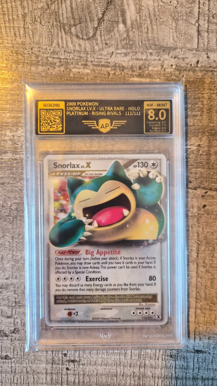 Pokémon Snorlax Lv.X 111/111 AP Graded 8.0 – Rising Rivals, Ophalen of Verzenden