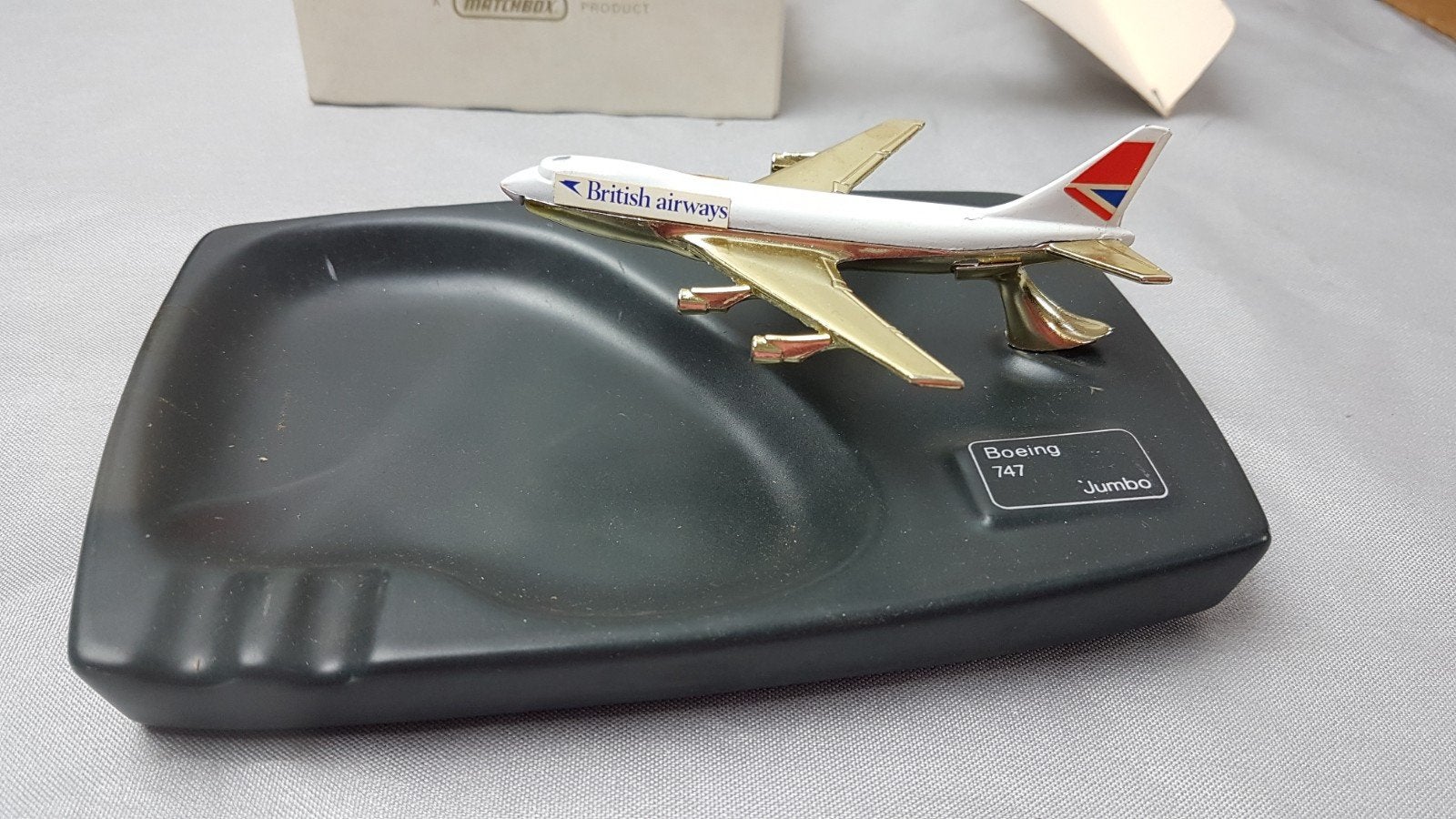 Vintage Matchbox Boeing 747 British Airways asbak/schaal, Verzamelen, Ophalen of Verzenden, Gebruikt