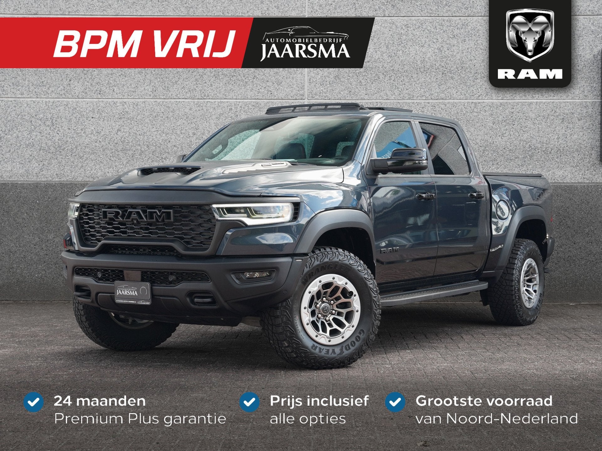 Dodge Ram 1500 RHO 549pk Hurricane High Output CrewCab BPM-v, Auto's, Dodge, Automaat, Zwart, Blauw, 24 maanden
