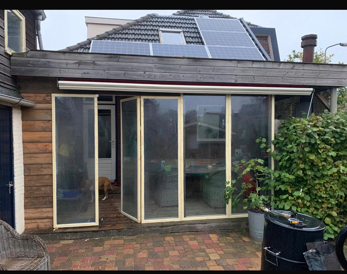 Gratis dubbel glas ramen met lijst voor veranda of uitbouw, Ophalen, Gebruikt, Veranda