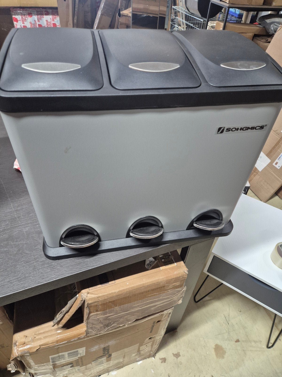 prullenvak nieuw 3 x 8 l songmics grijs, Kunststof, Nieuw, 40 liter of meer, Ophalen of Verzenden