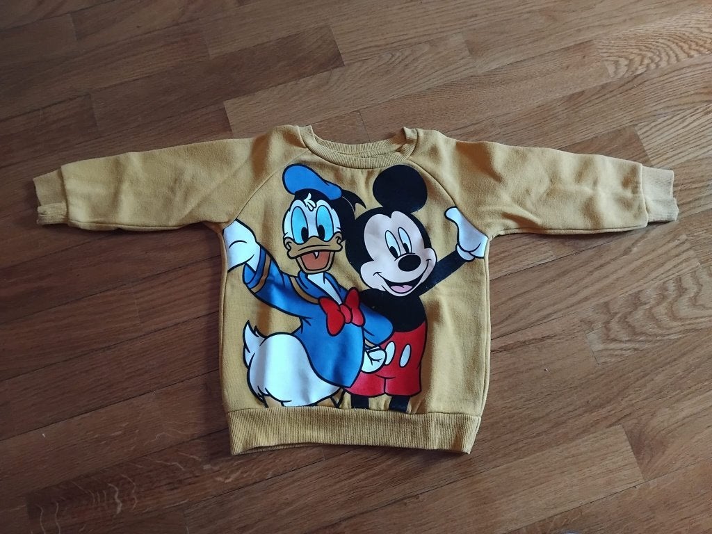Disney set: gele trui en broek met Donald en Mickey, Ophalen of Verzenden, Zo goed als nieuw, Jongetje, Setje
