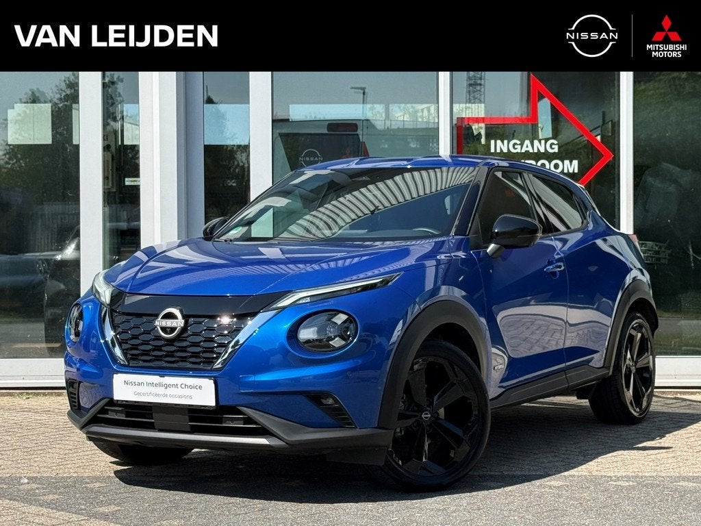 NISSAN Juke Hybrid 143pk Tekna | Leder | Navigatie | App Con, Auto's, Nissan, Automaat, Zwart, Blauw, Leder