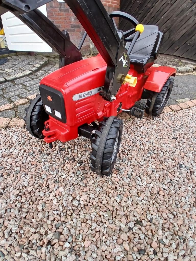 Rode Massey Ferguson traptractor met voorlader, Kinderen en Baby's, Speelgoed | Buiten | Voertuigen en Loopfietsen, Gebruikt, Trapvoertuig