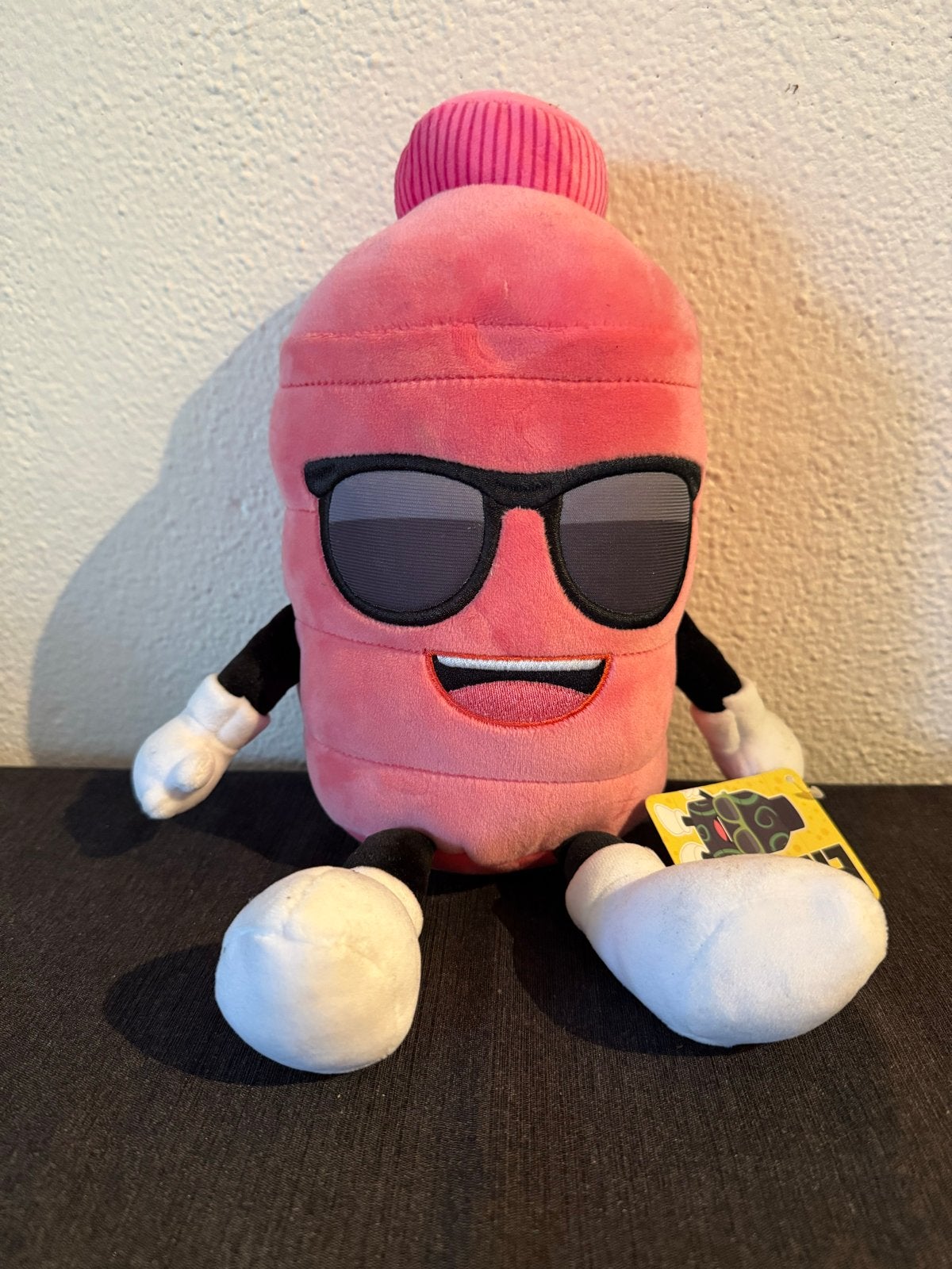 Roze Energy Drink Knuffel met Zonnebril - Nieuw met label, Overige merken, Overige karakters, Overige typen, Nieuw