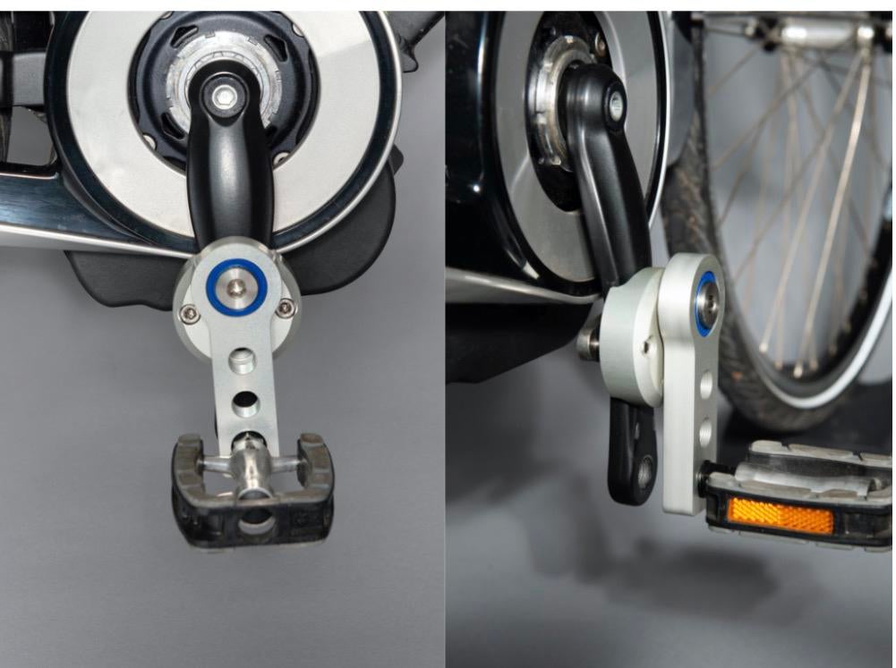 Excentrische crank voor beperking in knie links, Ophalen of Verzenden, Zo goed als nieuw, Crankstel of Pedalen, Aluminium