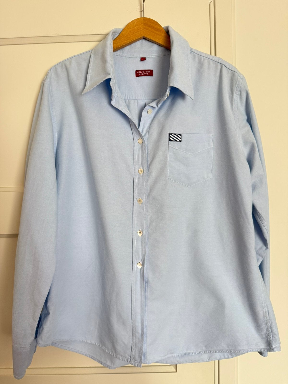 Jo & Co Sports blauwe blouse mt 44, Kleding | Dames, Ophalen of Verzenden, Zo goed als nieuw, Maat 42/44 (L), Blauw