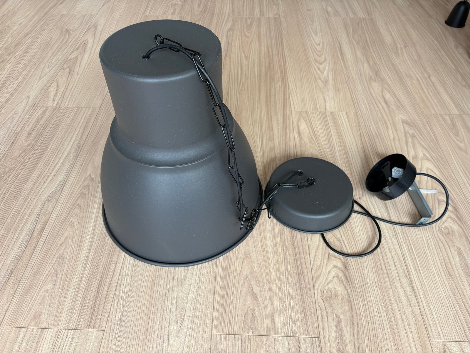 Grijze industriële hanglamp, max 40W, Ophalen, Zo goed als nieuw, Metaal