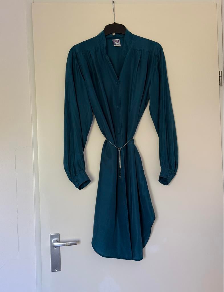 Vintage Yesicca zijden blouse jurk  40/42, Maat 42/44 (L), Ophalen of Verzenden, Knielengte, Gedragen