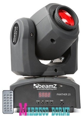 Moving Head LED Spot Panther 25, DMX, afstandsbediening, Geluidgestuurd, Nieuw, Info@marbeco.nl, BeamZ