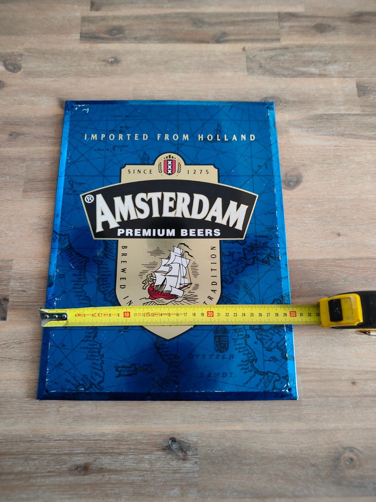 Vintage Amsterdam Premium Beers Reclamebord - Metaal, Verzamelen, Merken en Reclamevoorwerpen, Ophalen of Verzenden