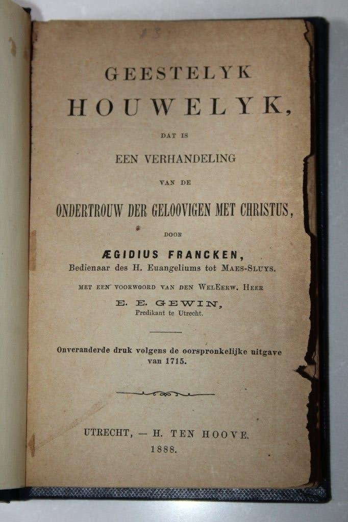 Aeg. Francken - Geestelijk huwelijk (1888), Boeken, Ophalen of Verzenden, Gelezen, Christendom | Protestants