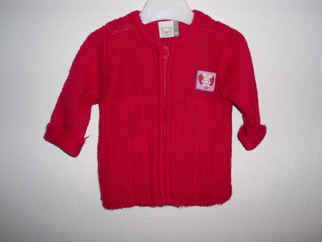 Schattig fuchsia gebreide vestje vest met ritssluiting mt 62, Ophalen of Verzenden, Nieuw, Meisje, Truitje of Vestje