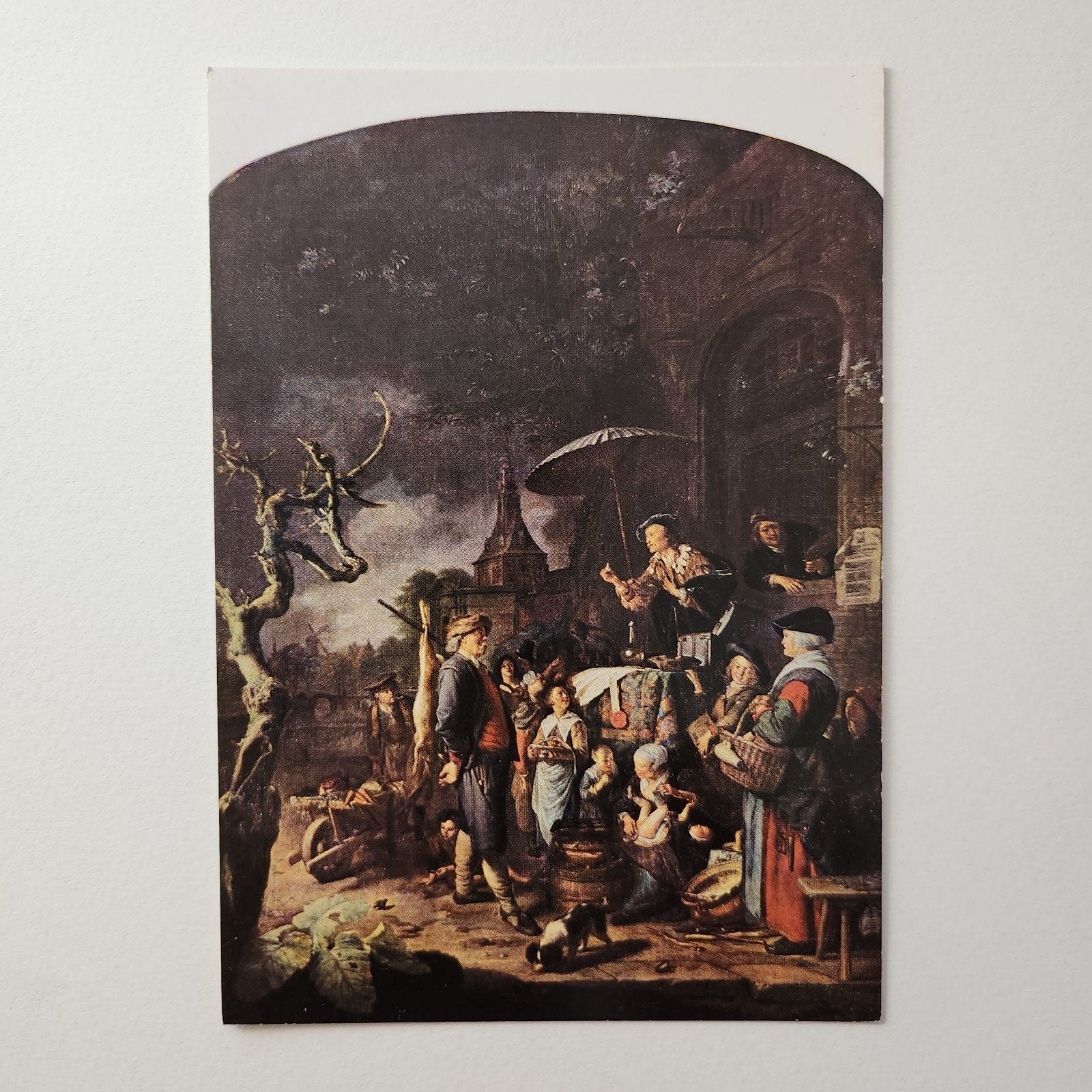 B1 Kunstkaart Gerard Dou - De Kwakzalver (Museum Boijmans), Ophalen of Verzenden, 1980 tot heden, Ongelopen, Cultuur en Media