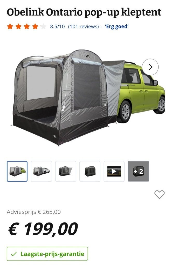 Obelin Ontario pop-up kleptent, Ophalen, Nieuw, Tot en met 2