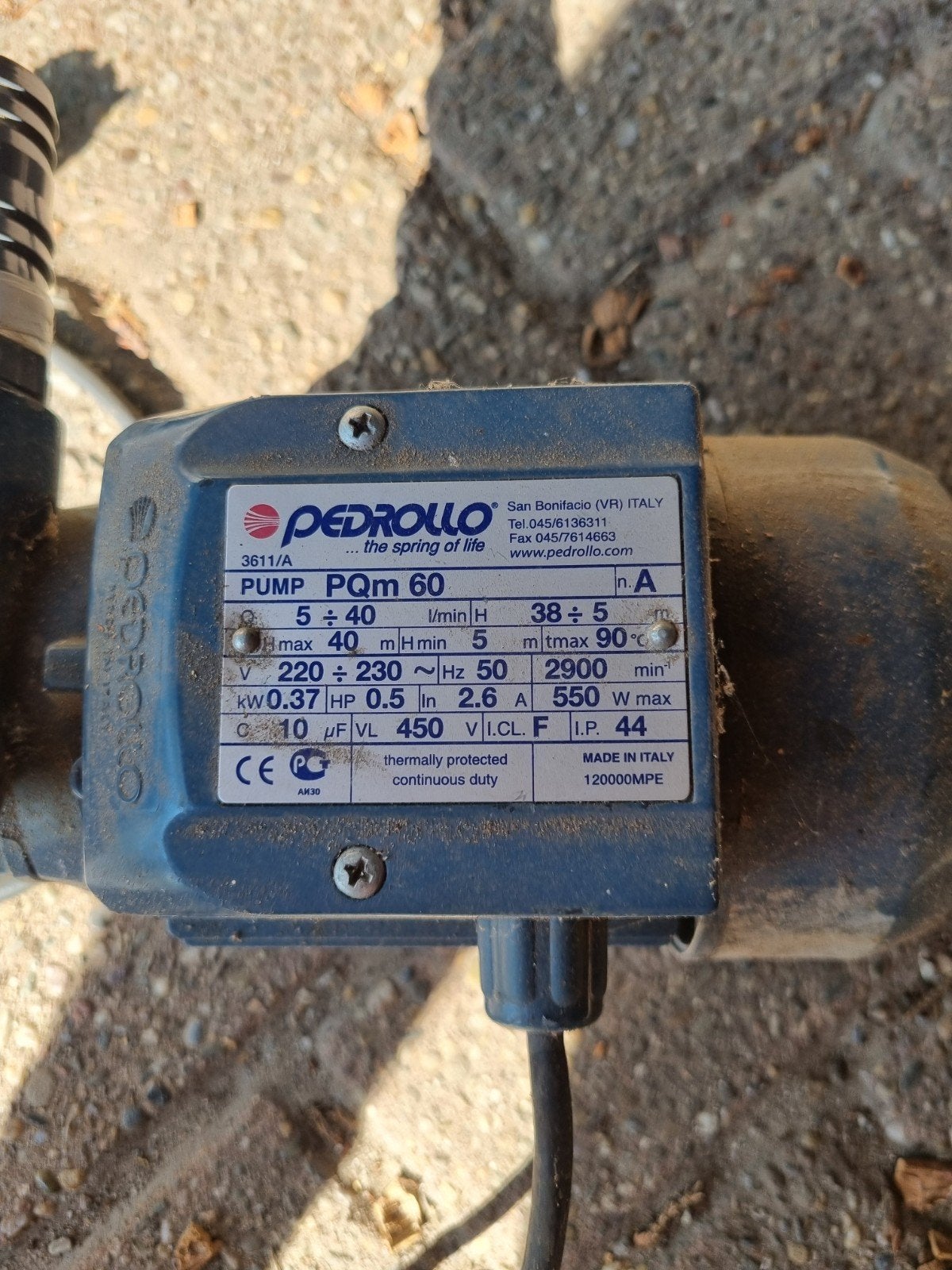 Pedrollo PQM 60 Pomp - 550W, 230V, 40 l/min, Ophalen, Gebruikt, Elektrisch, Beregeningspomp