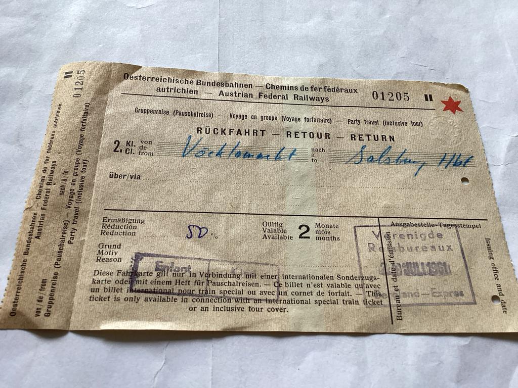 Oud treinkaart Salsburg uit 1961, Eén persoon, Trein, Met bestemming of datum