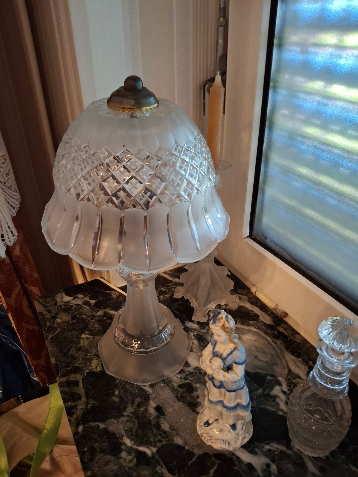Schemerlamp  kristal glas hoogte 42cm, Ophalen, Glas